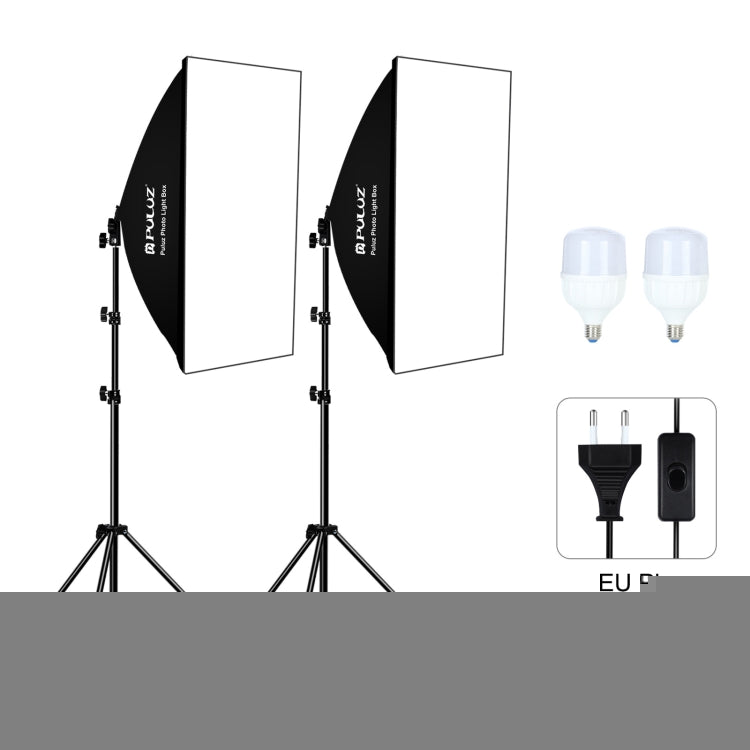 PULUZ Softbox Lighting Kit 2 PCS 50x70cm Professional Photo Studio Photography Light Equipment with 2 x 220V E27 Socket Bulb Photography Lighting Kit, 2 PCS Single Bulb EU Plug, 2 PCS Single Bulb US Plug
