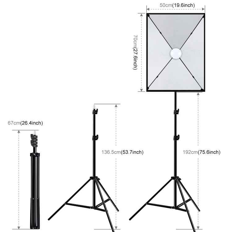 PULUZ Softbox Lighting Kit 2 PCS 50x70cm Professional Photo Studio Photography Light Equipment with 2 x E27 Socket Bulb Photography Lighting Kit