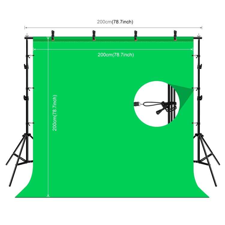 PULUZ 2x2m Photo Studio Background Support Stand Backdrop Crossbar Bracket Kit with Red / Blue / Green Backdrops