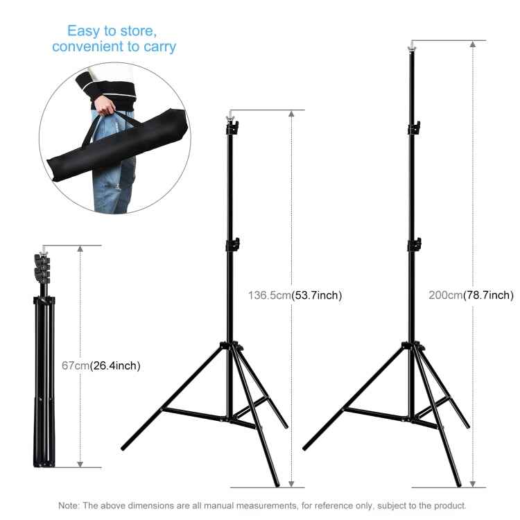 PULUZ 2x2m Photo Studio Background Support Stand Backdrop Crossbar Bracket Kit with Red / Blue / Green Backdrops