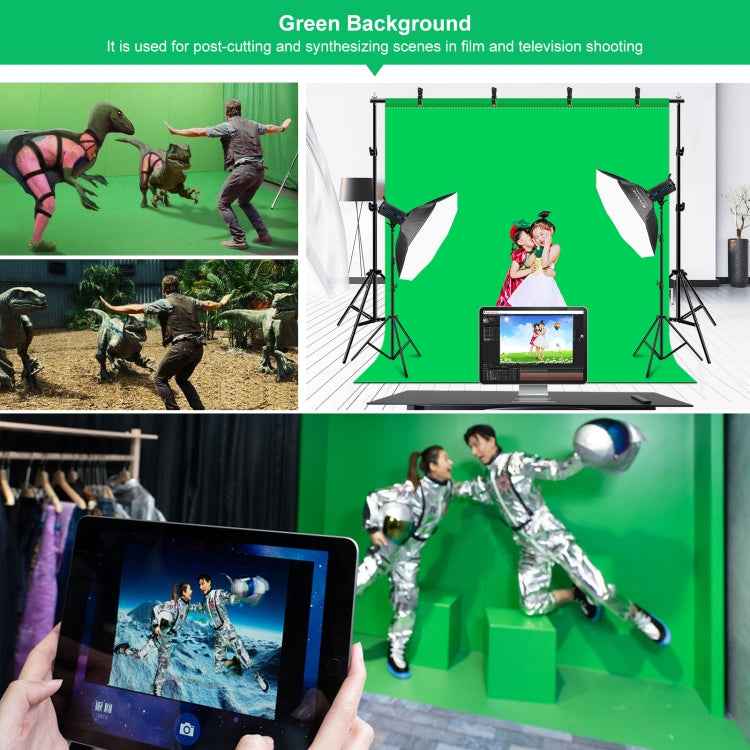 PULUZ 2x2m Photo Studio Background Support Stand Backdrop Crossbar Bracket Kit with Red / Blue / Green Backdrops