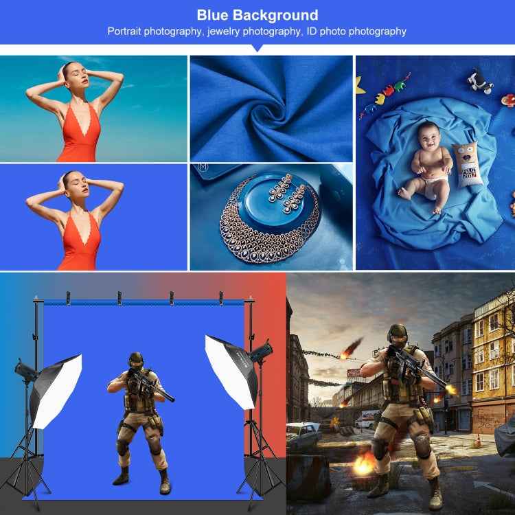 PULUZ 2x2m Photo Studio Background Support Stand Backdrop Crossbar Bracket Kit with Red / Blue / Green Backdrops