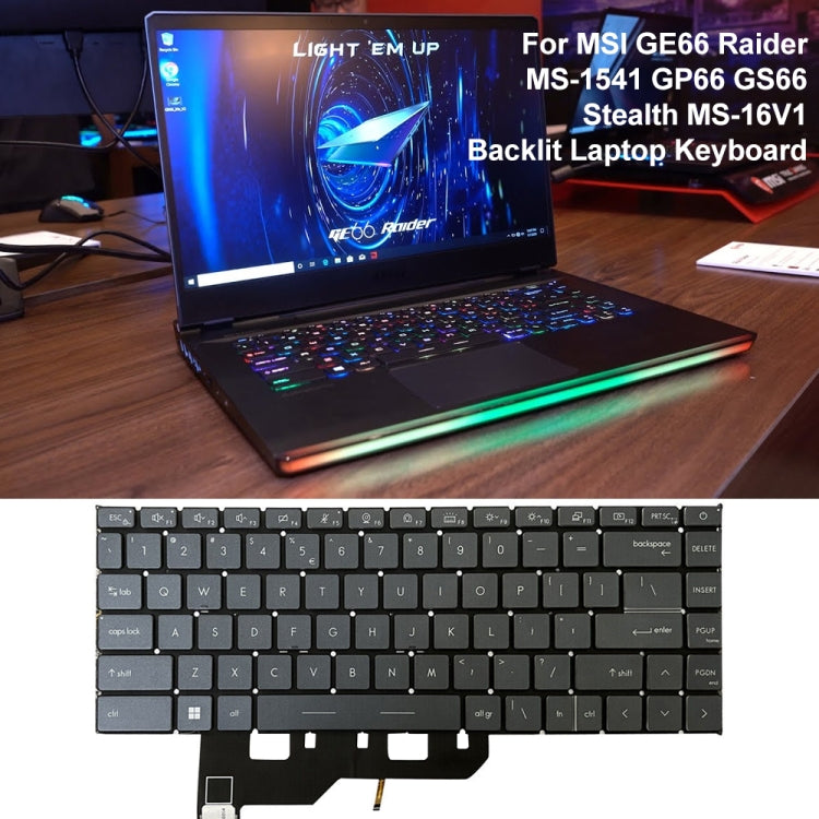 US Version Laptop Keyboard with Backlight for MSI GE66 Raider / MS-1541 / GP66 / MS-1542/1543 / GS66 / MS-16V1 / MS-16V2 / 10SD / 10SE