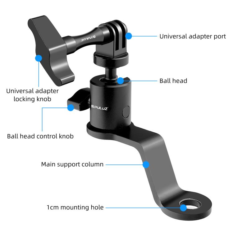 PULUZ Motorcycle Rearview Mirror Aluminum Alloy Action Camera Holder Mount, Rearview Mirror Mount