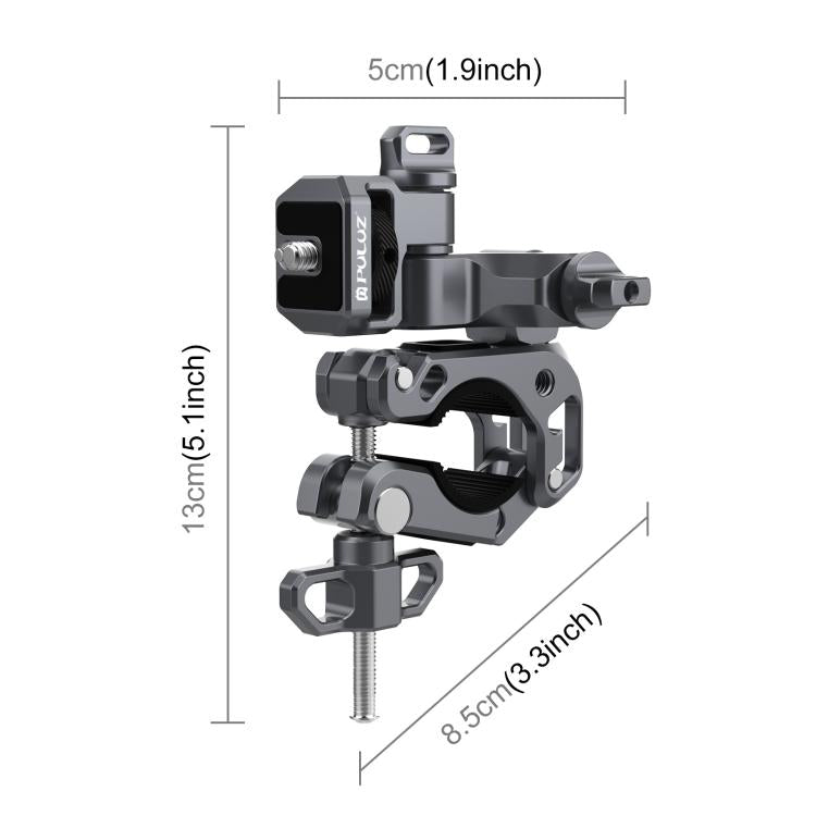 PULUZ Panoramic & Action Cameras Professional 3-Way Gimbal Motorcycles Bicycles Handlebar Aluminium Alloy Mount, Handlebar Aluminium Alloy Mount