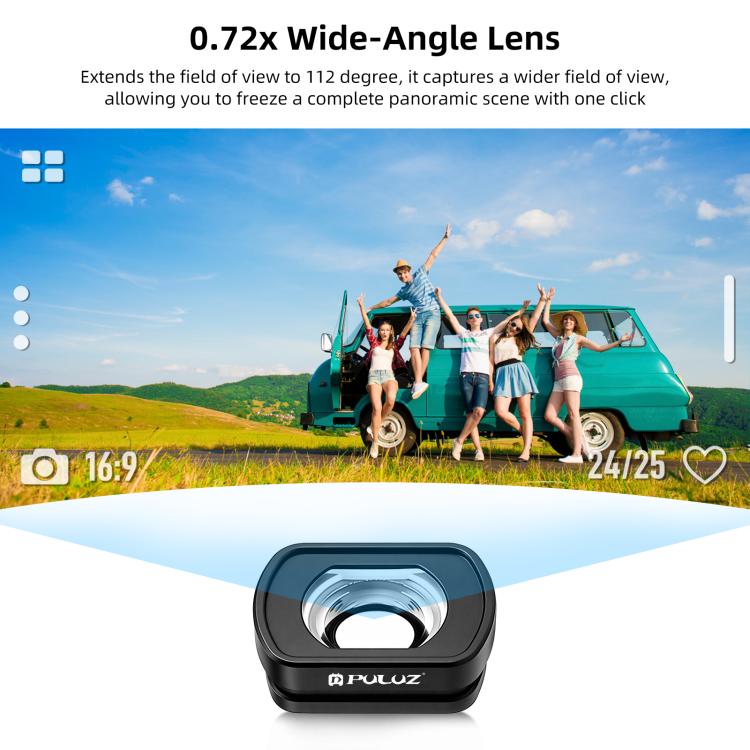 For DJI Osmo Pocket 4 / 3 Magnetic Wide-Angle Lens 112 Degree FOV Filter, PULUZ For DJI Osmo Pocket 4 / 3