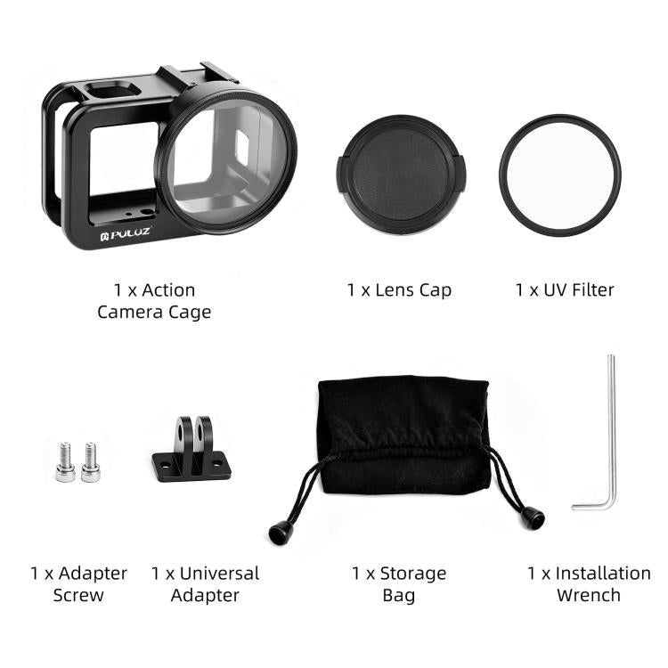 PULUZ Aluminum Alloy Protective Cage with 58mm UV Lens & Lens Cover for GoPro MISSION 1 / 1 PRO, Protective Cage