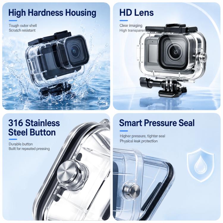 For GoPro MISSION 1 / 1 PRO PULUZ 60m Waterproof Housing Diving Protective Case with Anti-fog Sheets, For GoPro MISSION 1 / 1 PRO