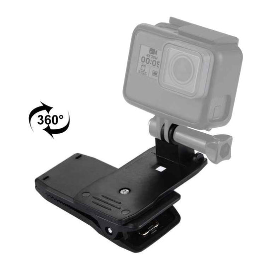 PULUZ 360 Degree Rotating Backpack Hat Rec-mounts Quick Release Clamp Mount for GoPro, Insta360, DJI and Other Action Cameras