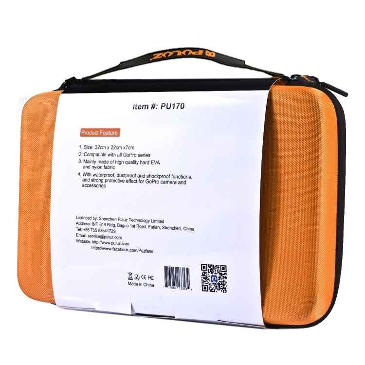 PULUZ Waterproof Carrying and Travel Case for for GoPro, Insta360, DJI and Other Action Cameras Accessories, Large Size: 32cm x 22cm x 7cm