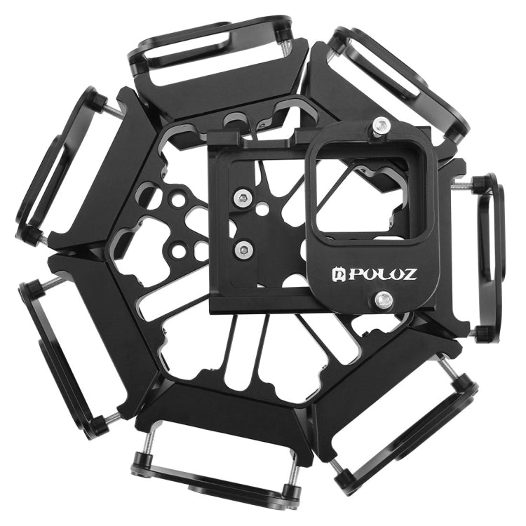 PULUZ 8 in 1 All View Panorama Frame CNC Aluminum Alloy Protective Cage with Screw for GoPro HERO7 /6 /5, 8 in 1 for HERO5 Black
