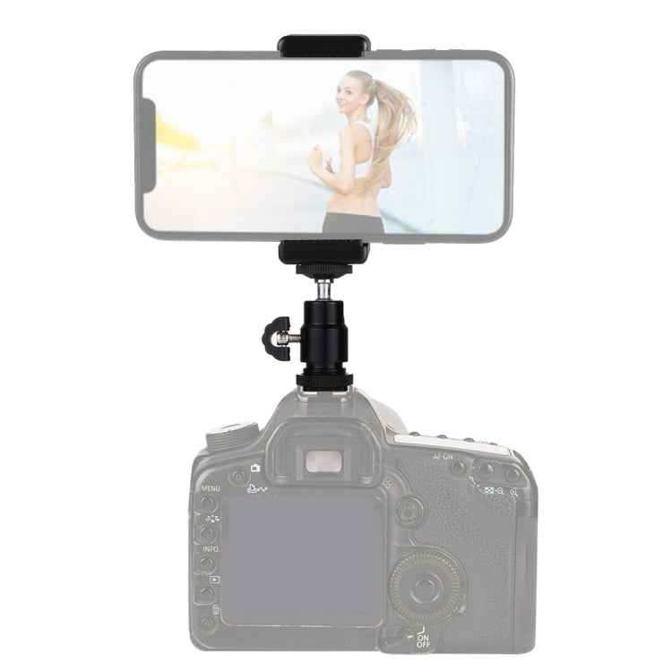 PULUZ 1/4 inch Hot Shoe Tripod Head +  Tripod Stand Clamp for iPhone, Samsung, Huawei, HTC, 5.5cm - 8cm Width Smartphones