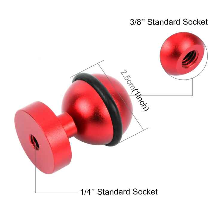 PULUZ CNC Aluminum Ball Head Adapter Mount for GoPro, Insta360, DJI and Other Action Cameras, Diameter: 2.5cm