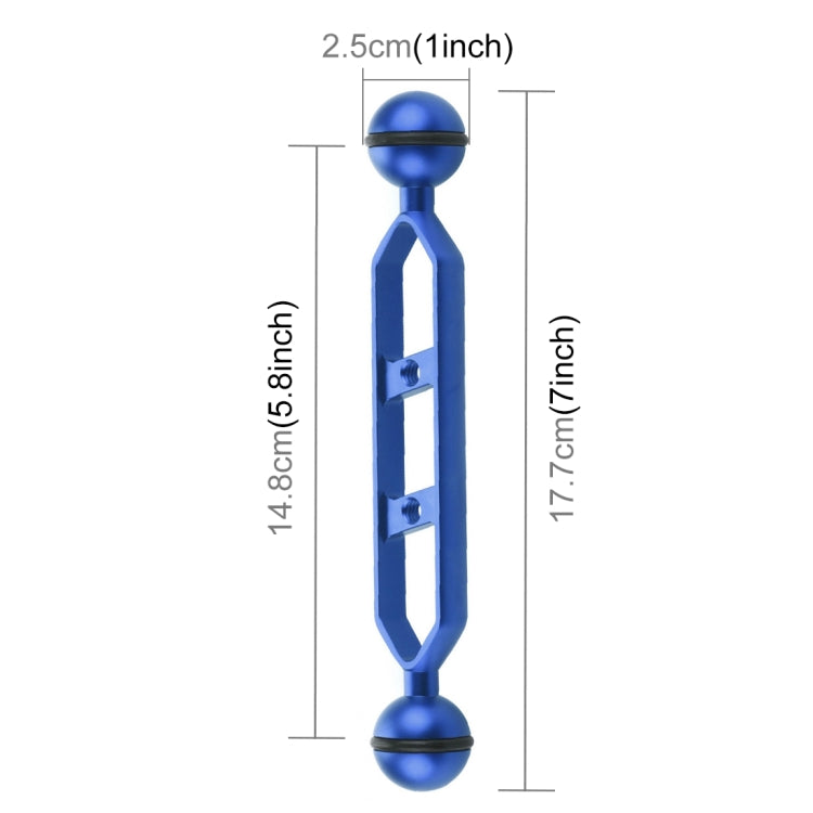 PULUZ 7.0 inch 17.7cm Aluminum Alloy Dual Balls Arm, Ball Diameter: 25mm, 7.0 inch (Blue)