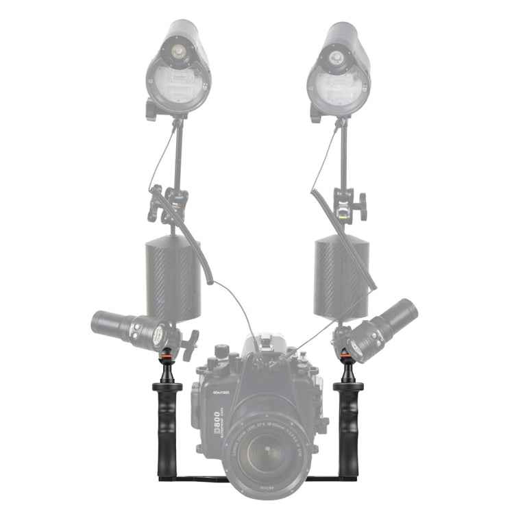 PULUZ Dual Handles Aluminium Alloy Tray Stabilizer for Underwater Camera Housings, B Type Alloy Tray Stabilizer(Black)