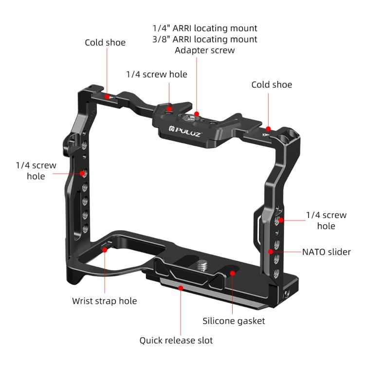 PULUZ Metal Camera Cage Stabilizer Rig for Sony A7 IV / ILCE-7M4 / A7M4 / A7M3 / A7R3 / A7R III / A7R5