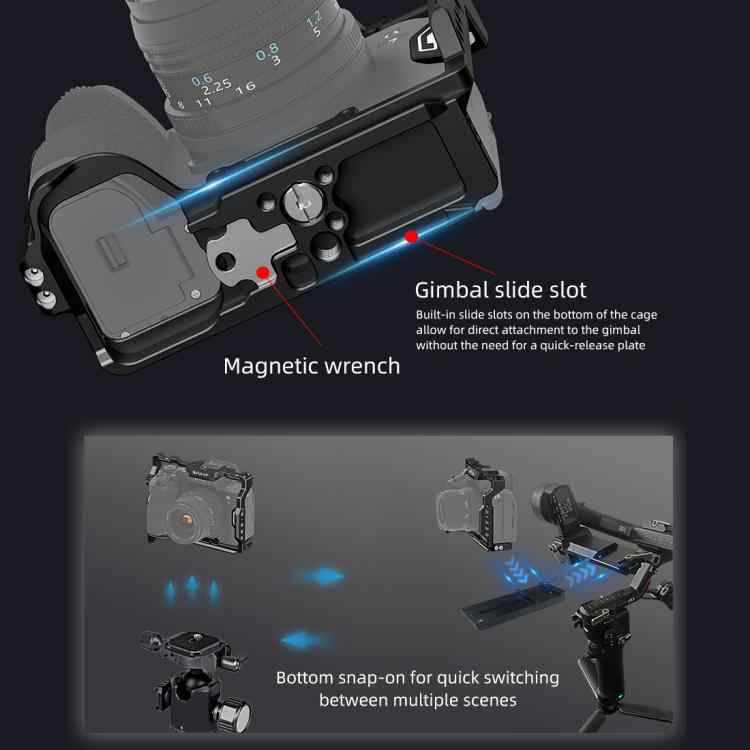 PULUZ Metal Camera Cage Stabilizer Rig for Sony A7 IV / ILCE-7M4 / A7M4 / A7M3 / A7R3 / A7R III / A7R5