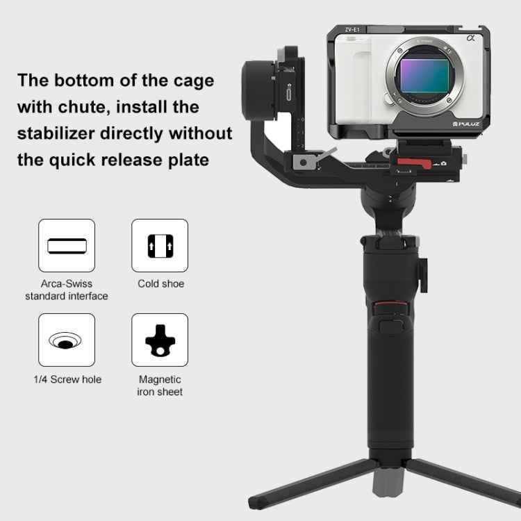 For Sony ZV-E1 PULUZ Aluminum Alloy Camera Cage Stabilizer