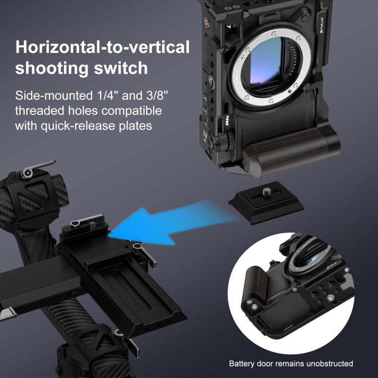 For Nikon ZR PULUZ Wood Handle Metal Camera Cage Expansion Frame, For Nikon ZR Cage