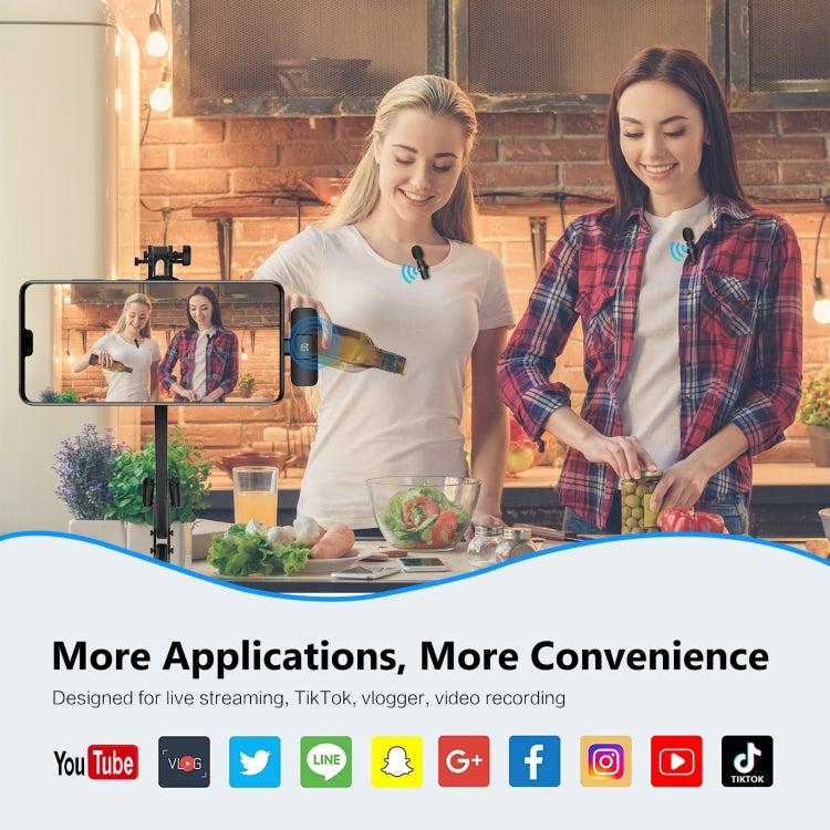 PULUZ Wireless Lavalier Noise Reduction Reverb Microphones for Type-C Phone, Type-C Receiver and Dual Microphones