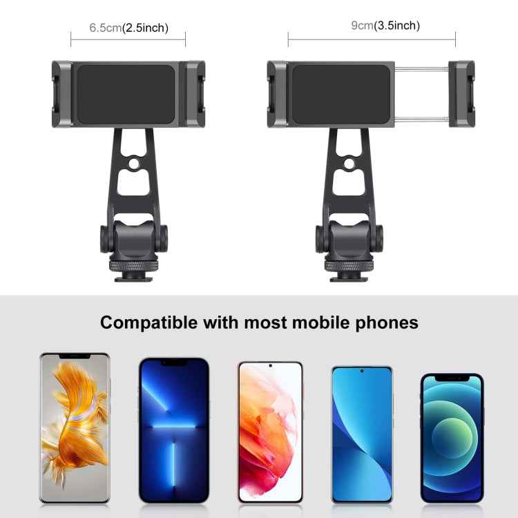 PULUZ Z-axis 360 Rotation Cold Shoes Aluminum Alloy Phone Clamp Holder Bracket