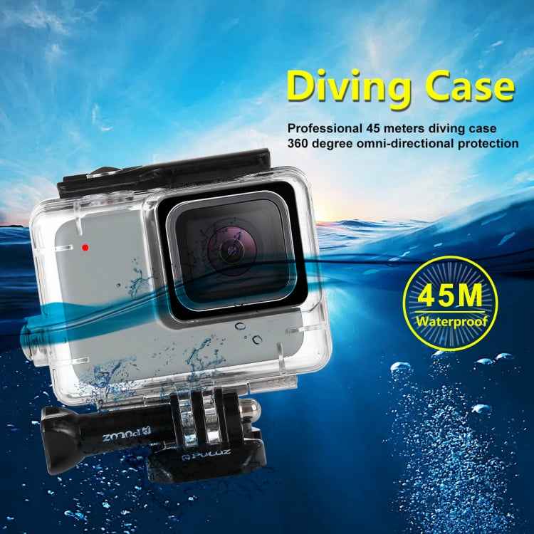PULUZ 45m Underwater Waterproof Housing Diving Case for GoPro HERO7 Silver / HERO7 White, with Buckle Basic Mount & Screw