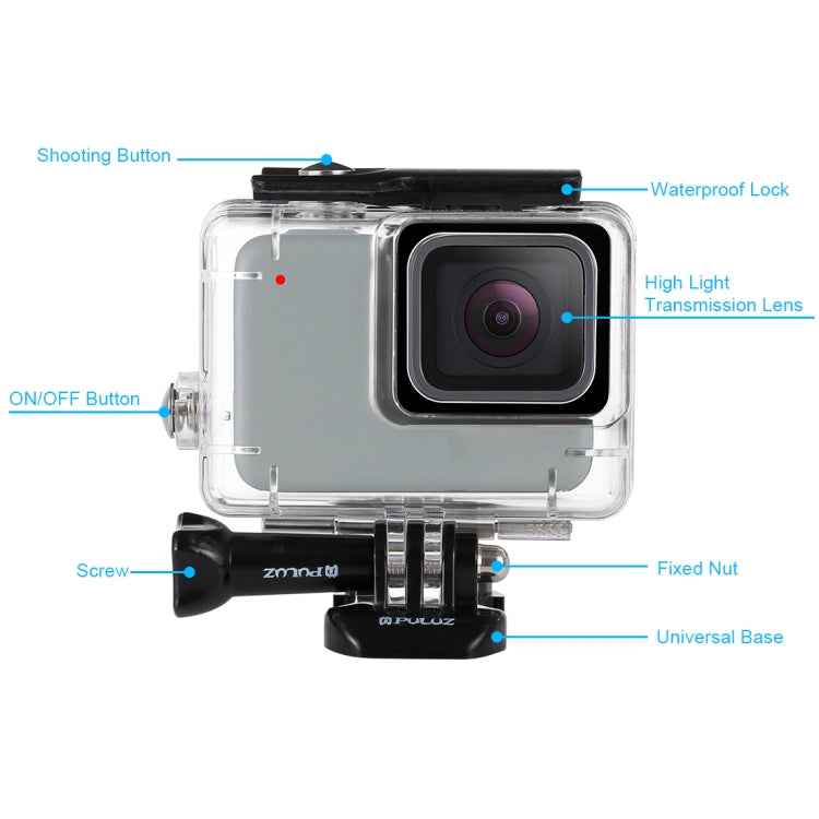PULUZ 45m Underwater Waterproof Housing Diving Case for GoPro HERO7 Silver / HERO7 White, with Buckle Basic Mount & Screw