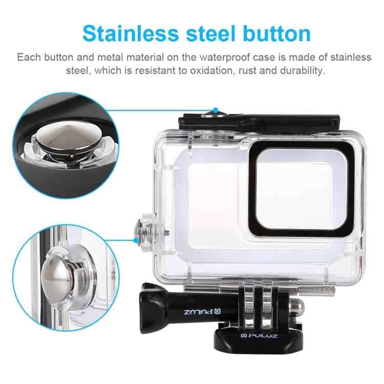 PULUZ 45m Underwater Waterproof Housing Diving Case for GoPro HERO7 Silver / HERO7 White, with Buckle Basic Mount & Screw