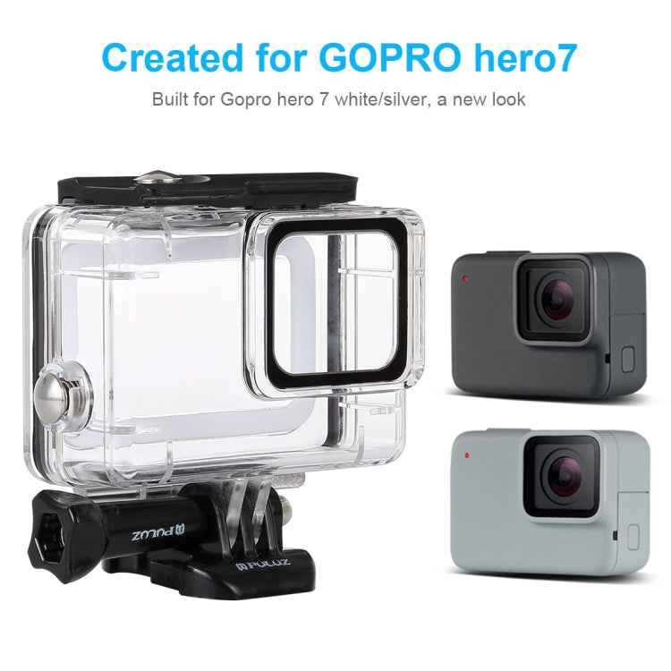 PULUZ 45m Underwater Waterproof Housing Diving Case for GoPro HERO7 Silver / HERO7 White, with Buckle Basic Mount & Screw