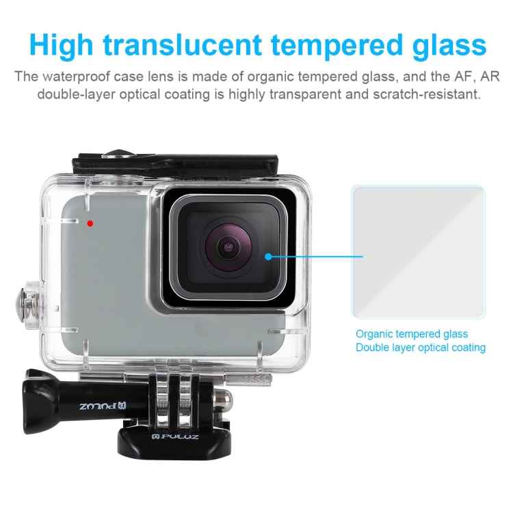 PULUZ 45m Underwater Waterproof Housing Diving Case for GoPro HERO7 Silver / HERO7 White, with Buckle Basic Mount & Screw