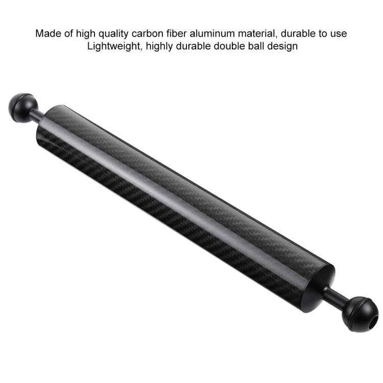 PULUZ 14.56 inch 37cm Length 40mm Diameter Dual Balls Carbon Fiber Floating Arm, Ball Diameter: 25mm, Buoyancy: 300g