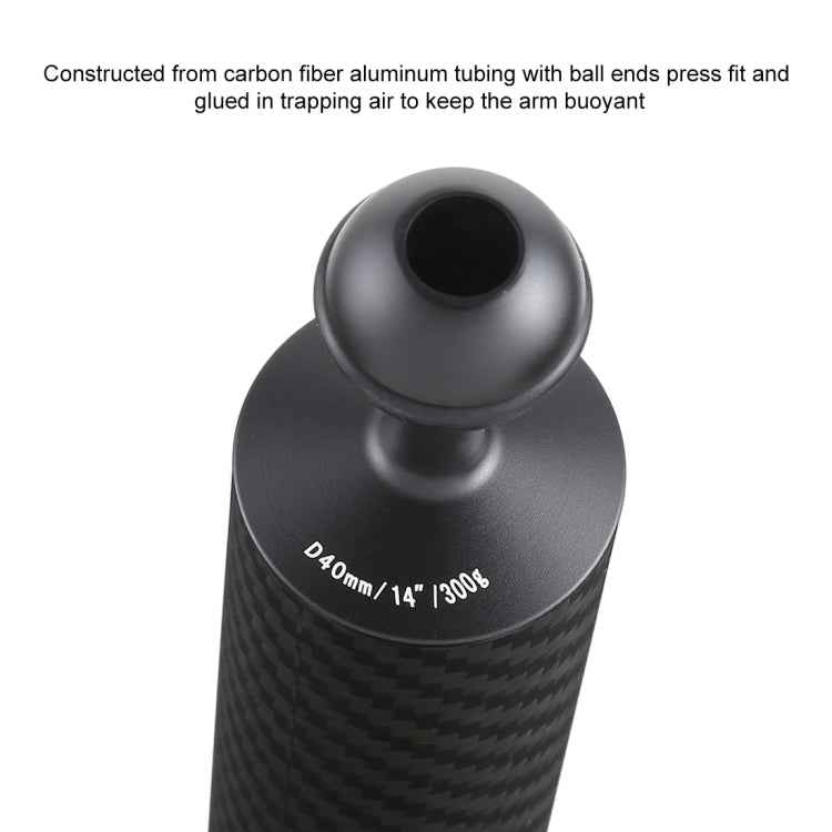 PULUZ 14.56 inch 37cm Length 40mm Diameter Dual Balls Carbon Fiber Floating Arm, Ball Diameter: 25mm, Buoyancy: 300g