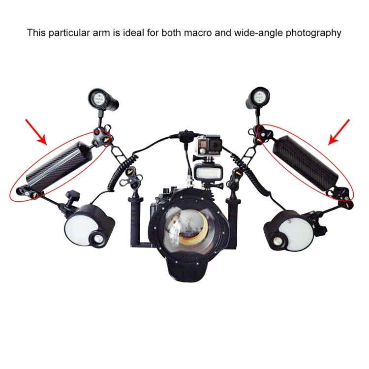 PULUZ 14.56 inch 37cm Length 40mm Diameter Dual Balls Carbon Fiber Floating Arm, Ball Diameter: 25mm, Buoyancy: 300g