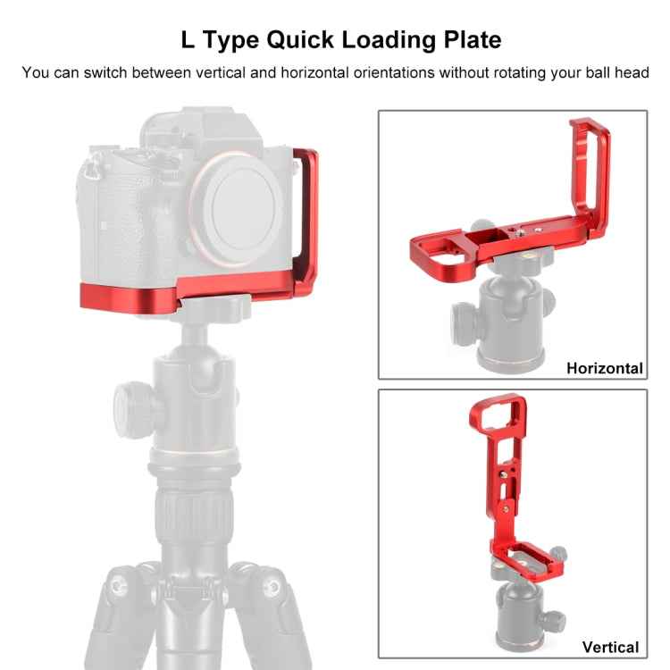 PULUZ 1/4 inch Vertical Shoot Quick Release L Plate Bracket Base Holder for Sony A9 (ILCE-9) / A7 III/ A7R III