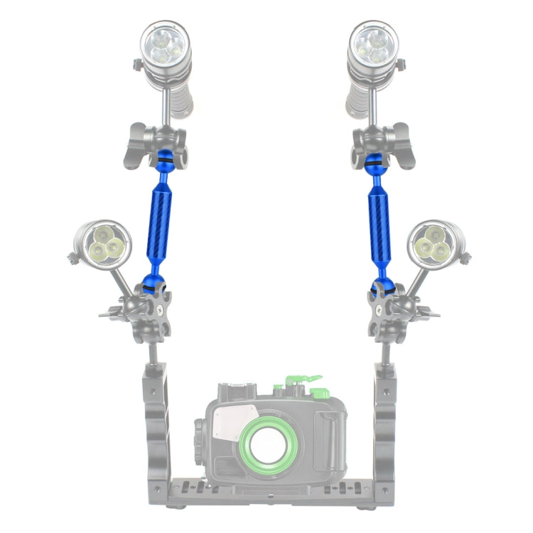 PULUZ 7 inch 18cm Length 20.8mm Diameter Dual Balls Carbon Fiber Floating Arm, Ball Diameter: 25mm, 7 inch Blue