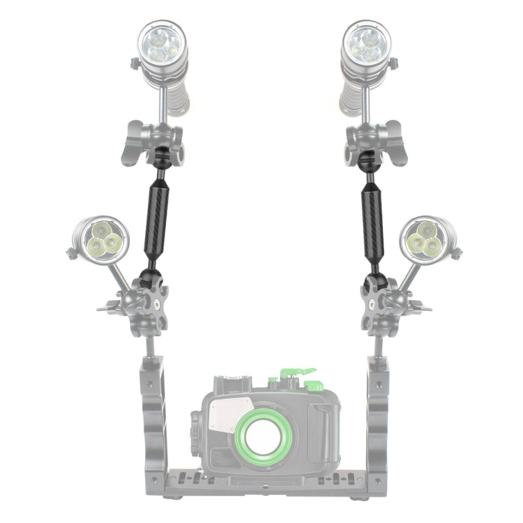 PULUZ 9 inch 23cm Length 20.8mm Diameter Dual Balls Carbon Fiber Floating Arm, Ball Diameter: 25mm