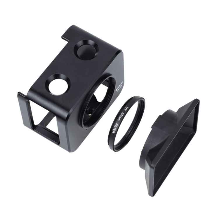 PULUZ Aluminum Alloy Protective Cage + 37mm UV Filter Lens + Lens Sunshade with Screws and Screwdrivers for Sony RX0 / RX0 II