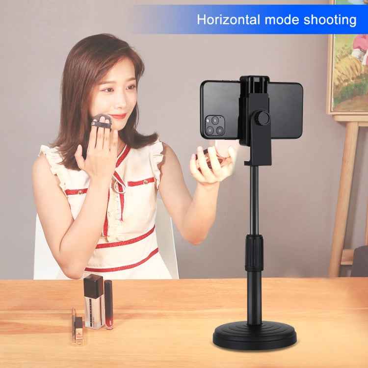 PULUZ Round Base Desktop Holder Mount with Phone Clamp, Adjustable Height: 15.5cm-25.5cm