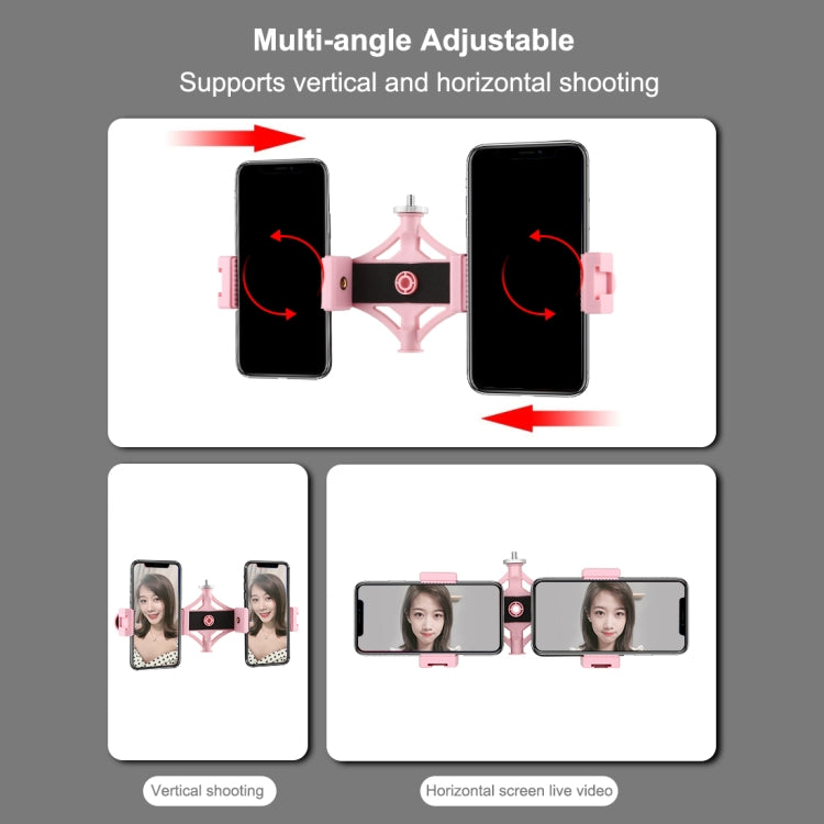 PULUZ Live Broadcast Dual Phone Brackets Horizontal Holder for iPhone, Galaxy, Huawei, Xiaomi, Sony and Other Smart Phones