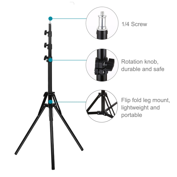 PULUZ Reverse Foldable 4 Sections 1.8m Height Tripod Mount Holder for Vlogging Video Light Live Broadcast Kits, 2m