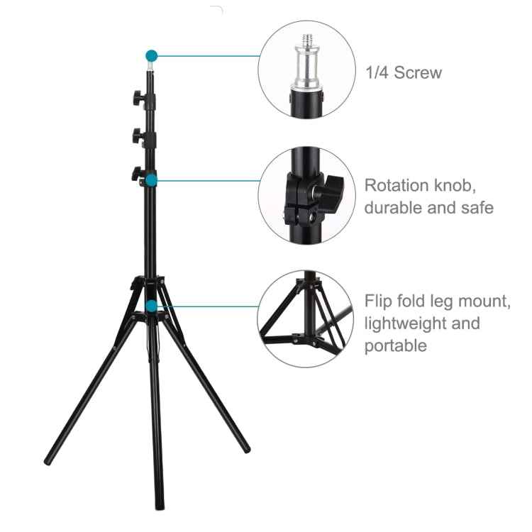 PULUZ Reverse Foldable 4 Sections 1.8m Height Tripod Mount Holder for Vlogging Video Light Live Broadcast Kits, 2m