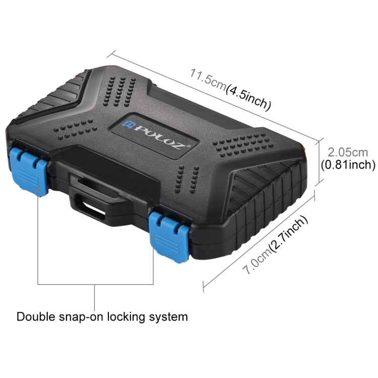 PULUZ 27 in 1 Memory Card Case for 4CF + 8SD + 9TF + 1Card PIN + 1Standard SIM + 2Micro-SIM + 2Nano-SIM