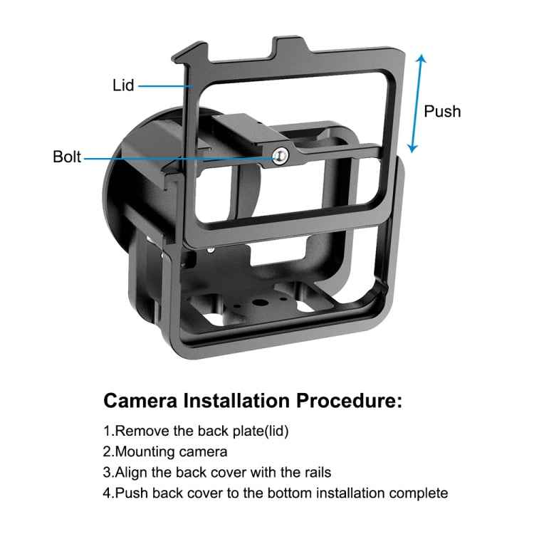 PULUZ for GoPro HERO13 Black /12 Black /11 Black /10 Black /9 Black Thicken Housing Shell CNC Aluminum Alloy Protective Cage with Insurance Frame & 52mm UV Lens