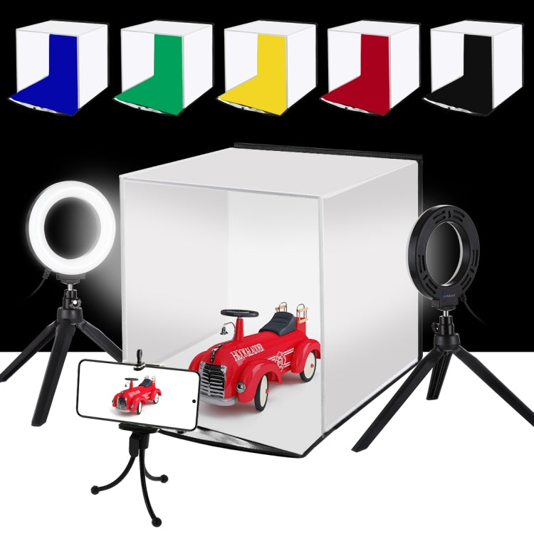 PULUZ 30cm Folding Portable Ring Light Photo Lighting Studio Shooting Tent Box Kit with 6 Colors Backdrops (Black, White, Yellow, Red, Green, Blue), Unfold Size: 31cm x 31cm x 32cm