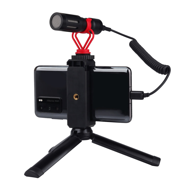 PULUZ 3.5mm TRRS Male to Type-C / USB-C Male Live Microphone Audio Adapter Spring Coiled Cable for Samsung, Huawei and Smartphones, Cable Stretching to 100cm