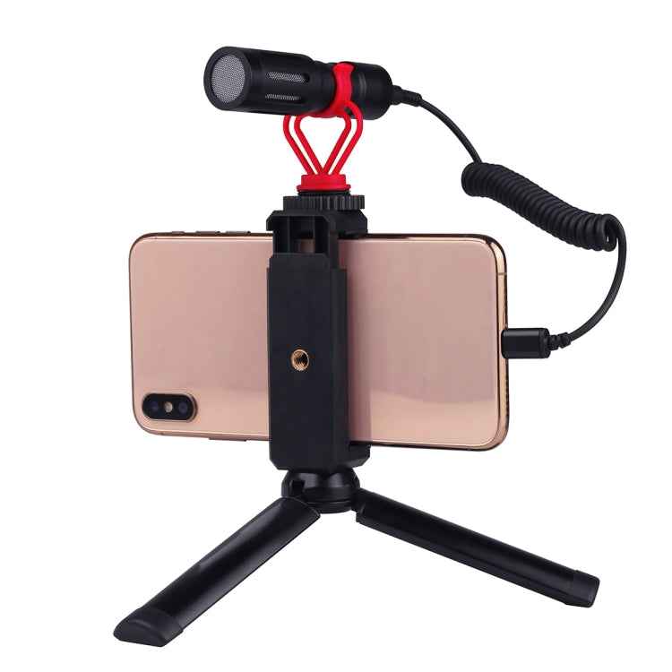 PULUZ 3.5mm TRRS Male to 8 Pin Male Live Microphone Audio Adapter Spring Coiled Cable for iPhone, Cable Stretching to 100cm