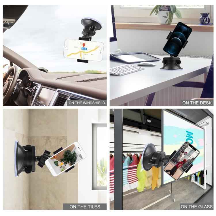 PULUZ 360 Degree Rotating Suction Cup Clamp Holder Bracket For iPhone, Galaxy, Huawei, Xiaomi, Sony, HTC, Google and other Smartphones