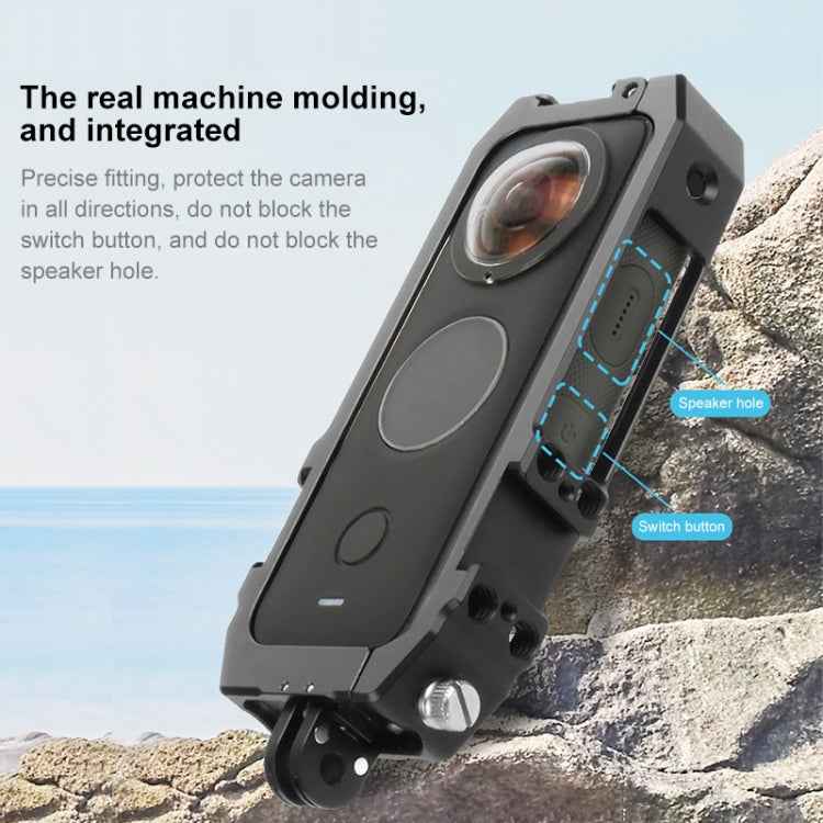 PULUZ Protective Cage Rig Housing Frame with Cold Shoe Mounts & Magnetic Folding Tripod Adapter for Insta360 ONE X2