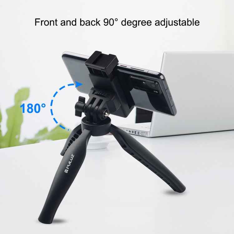 PULUZ Desk Plastic Tripod Mount with Phone Clamp & Adjusting Tripod Head for Smartphones