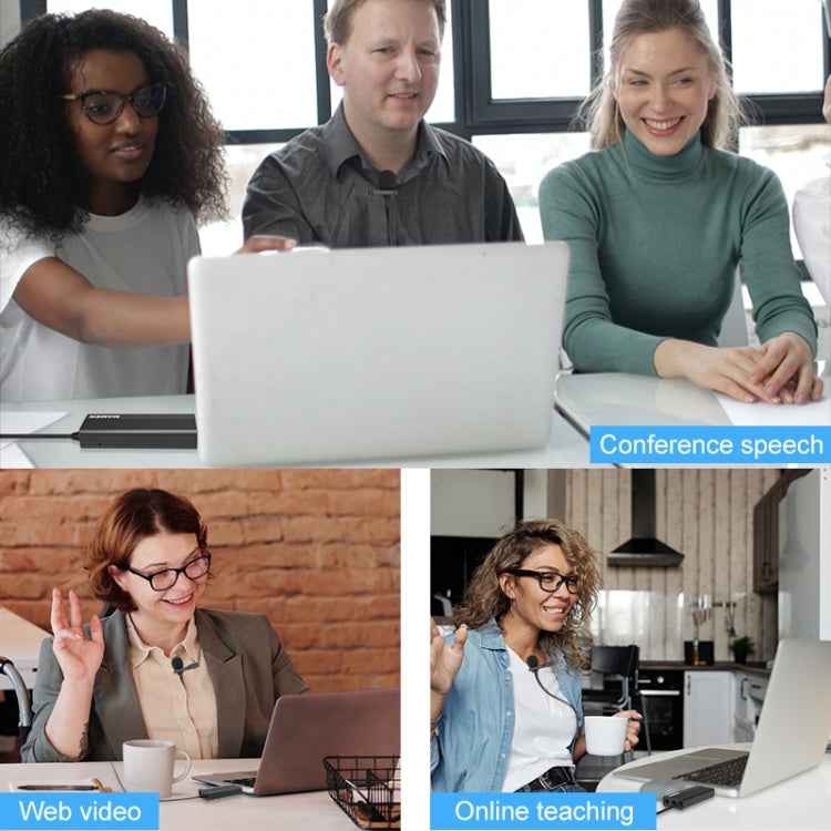 PULUZ USB Clip-on Wired Lapel Mic Recording Microphone Lavalier Silent Condenser Microphone, 1.2m USB